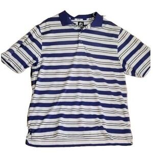 FootJoy Mens Golf Polo Short Sleeve Shirt Size Large Stretch Striped Performance